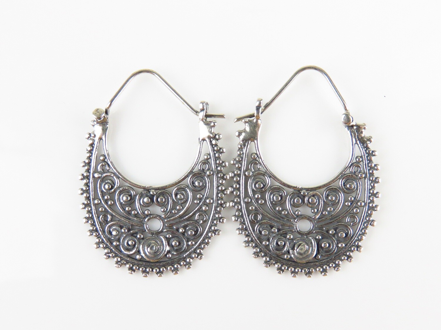 Sterling Silver, Bali Design, Hoop Earrings SE-450