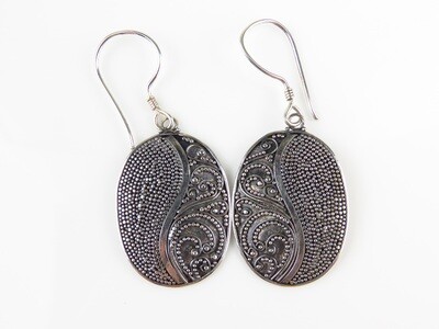 Sterling silver, Bali scrollwork, Women's Dangle Earrings SE-452