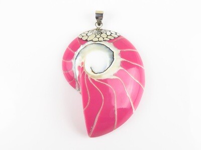 Sterling Silver, Pink Color, Nautilus  Shell Pendant SHP-157