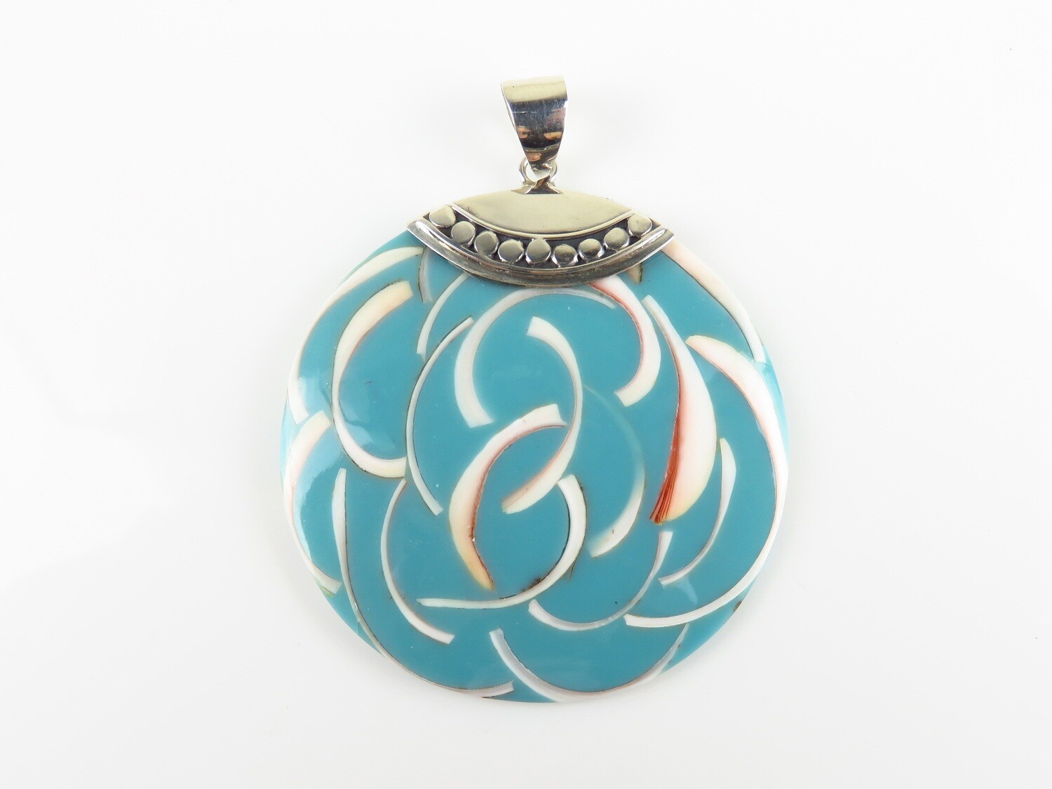 Sterling Silver, Shell, Round Pendant SHP-163