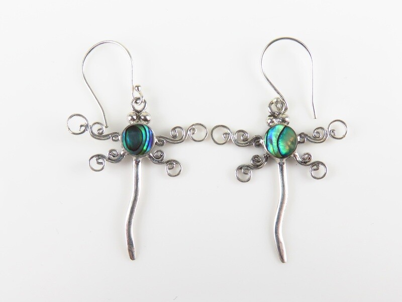 Sterling Silver, Abalone Shell, Dangle Earrings SSE-111