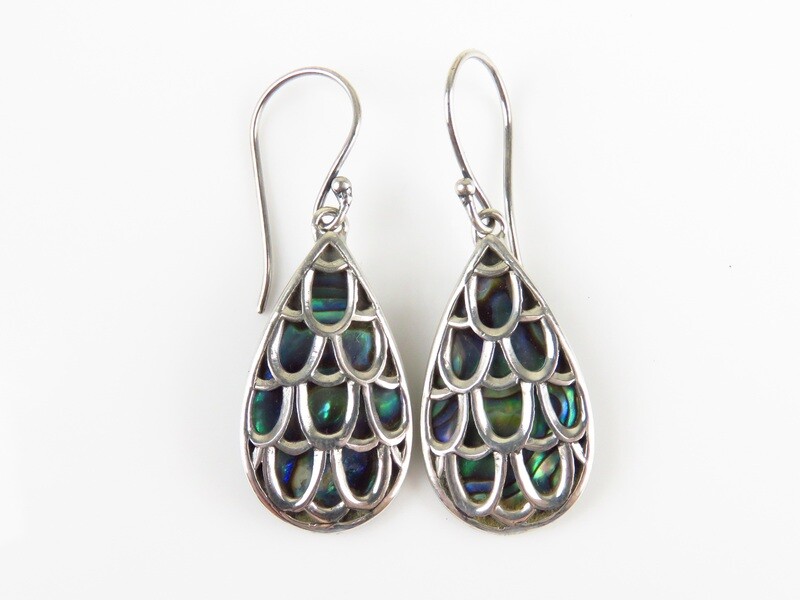 Sterling Silver, Abalone Shell, Dangle Earrings SSE-113