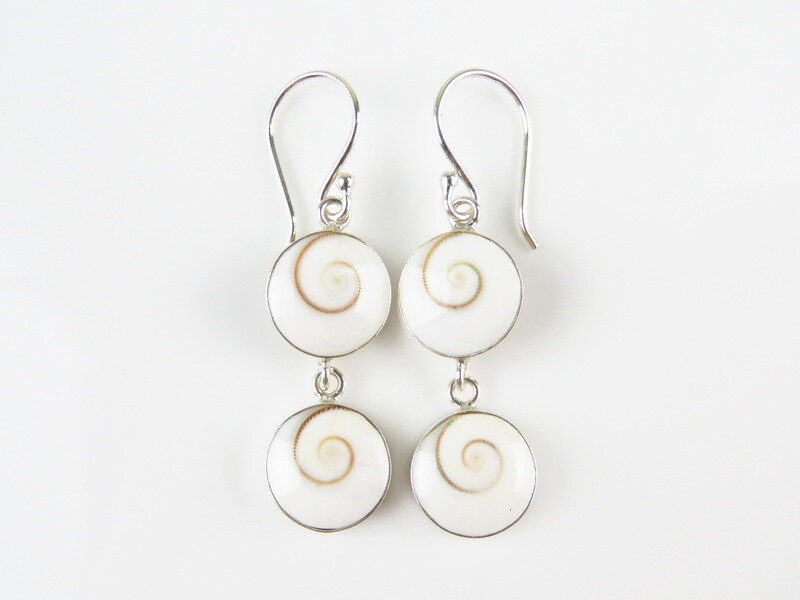 Sterling Silver, White Shell, Dangle Earrings SSE-123