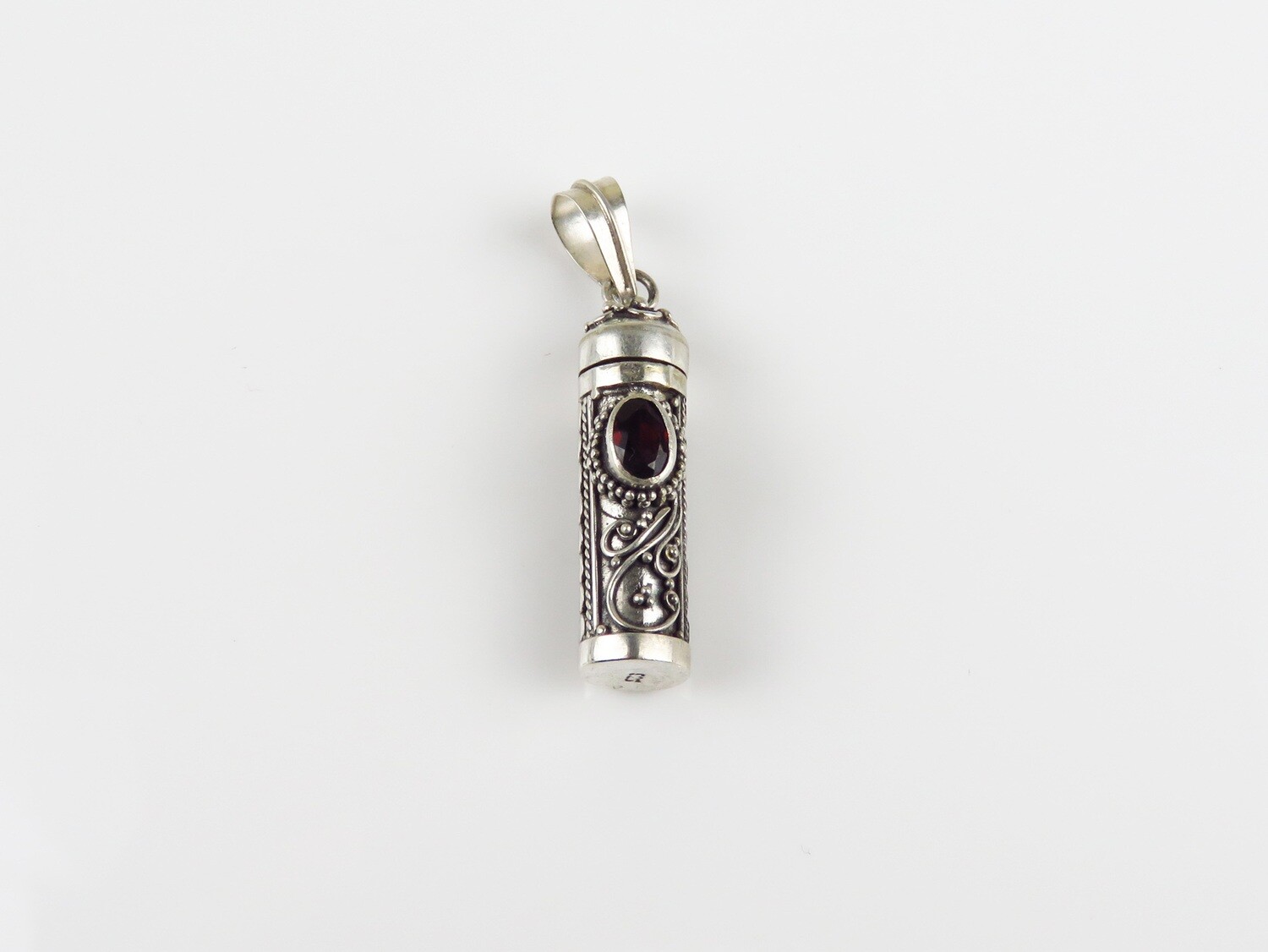 Sterling Silver, Garnet Gemstone, Perfume Bottle Pendant PP-602