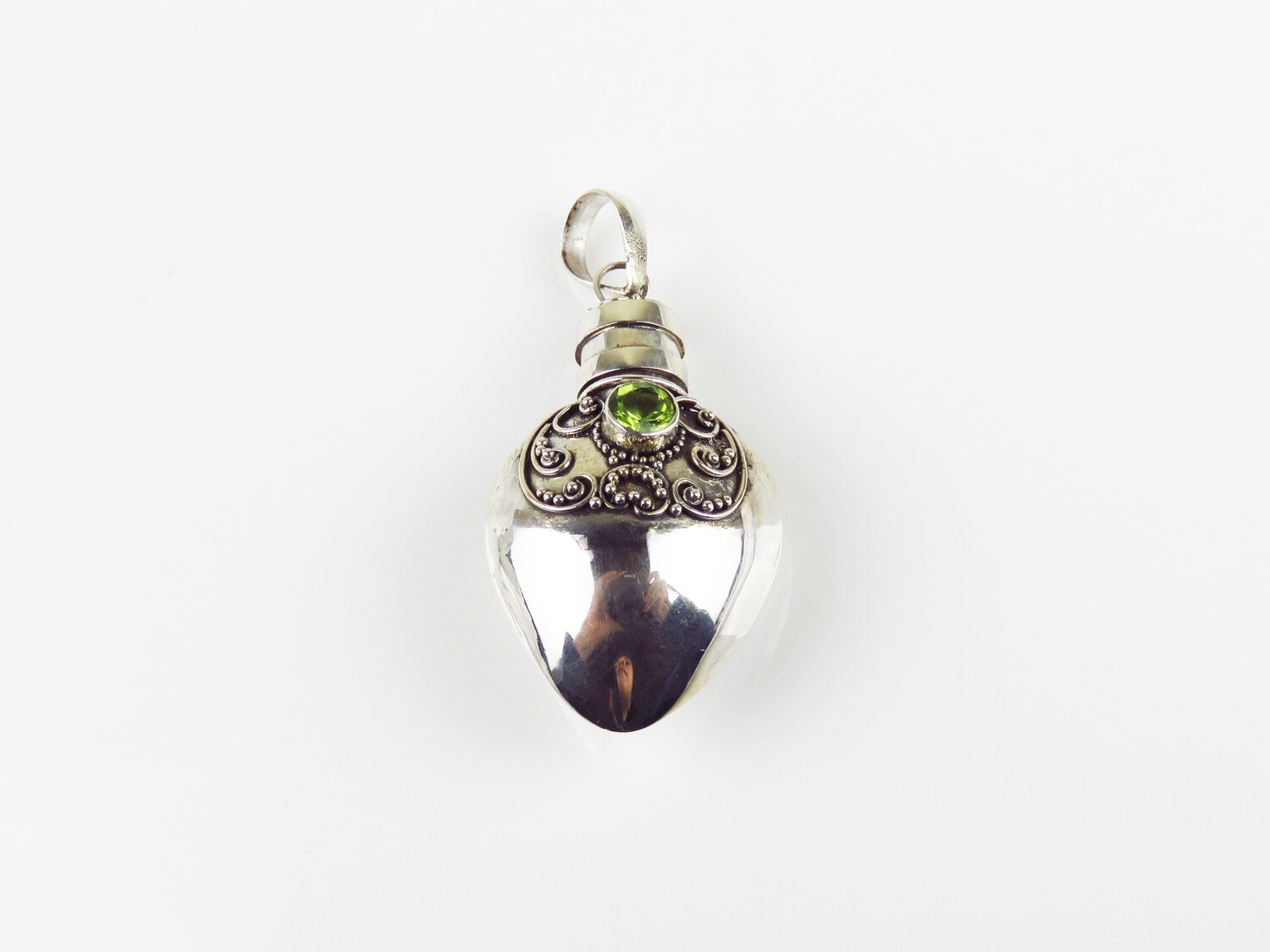 Sterling Silver, Peridot Gemstone, Perfume Pendant, Cremation Pendant PP-600