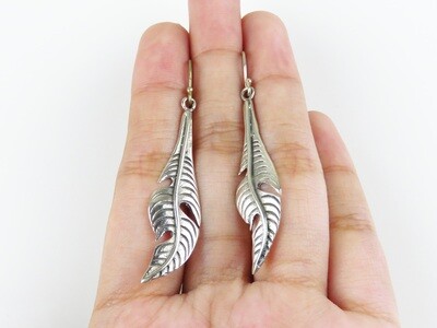 Sterling Silver, Leaf Design, Dangle Earrings SE-455