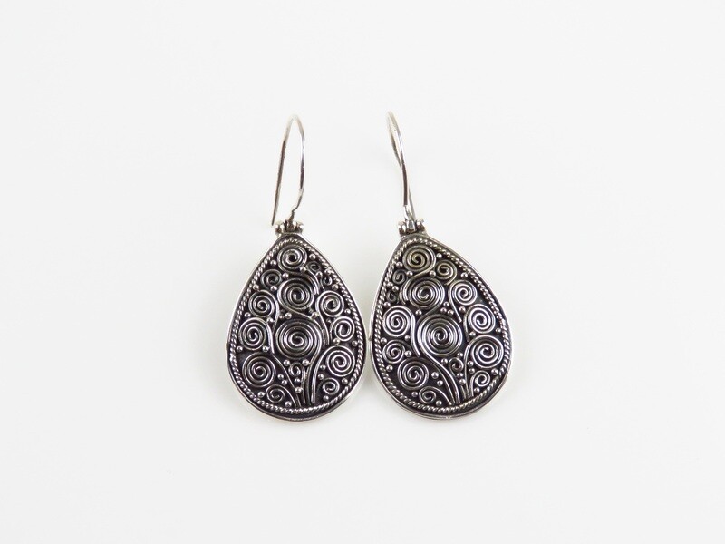 Sterling Silver, Spiral Motif, Dangle Earrings SE-461