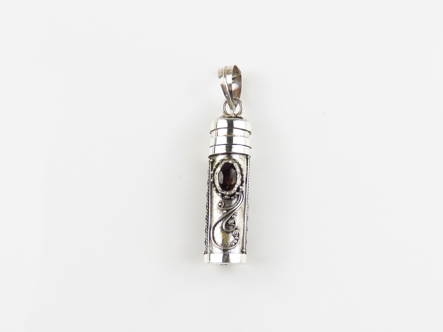 Sterling Silver, Smokey Quartz, Cremation Jewelry, Perfume Bottle Pendant PP-606