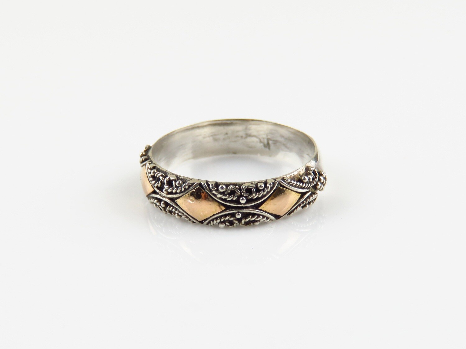 Sterling Silver, 18k Gold, Bali Design Ring SR-375