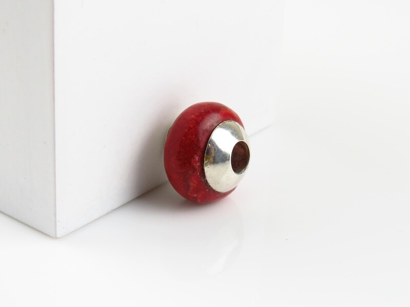Sterling Silver, Red Coral, Bali Bead SB-100