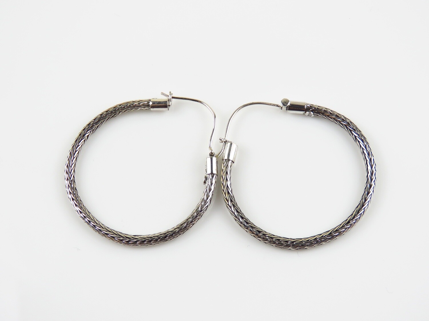 Sterling Silver, Bali Hoop Earrings SE-465