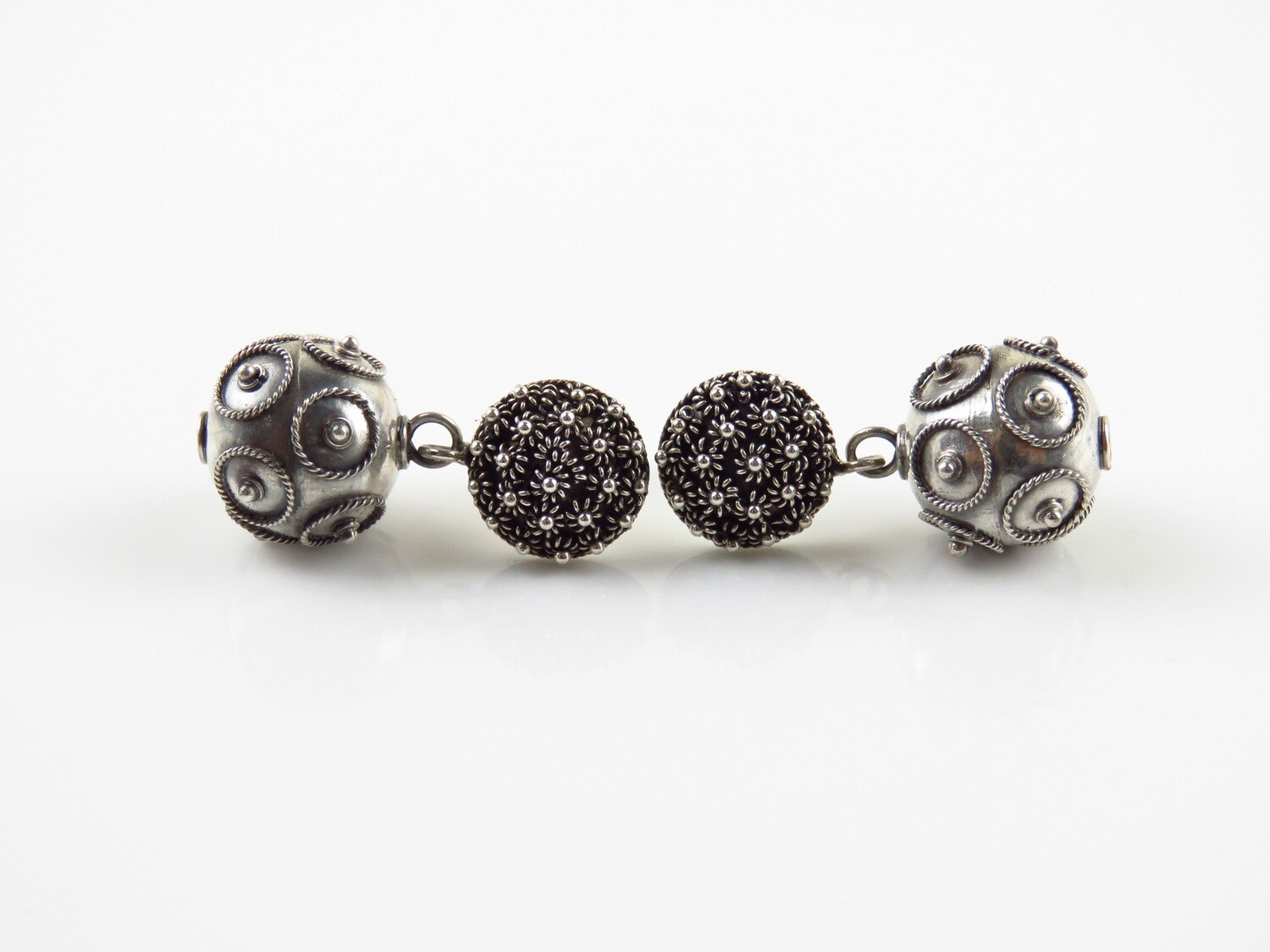 Sterling Silver, Jawan, Ball Design, Push Back Earrings SE-466