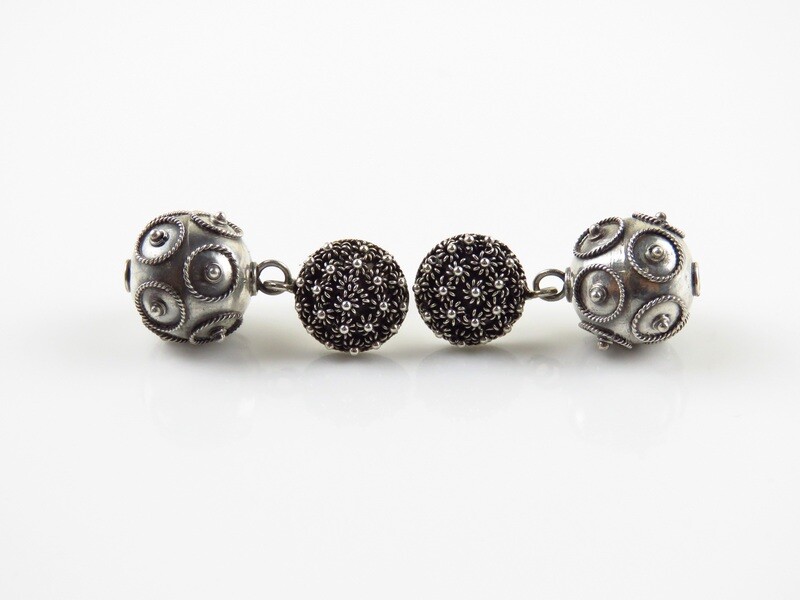Sterling Silver, Jawan, Ball Design, Push Back Earrings SE-466