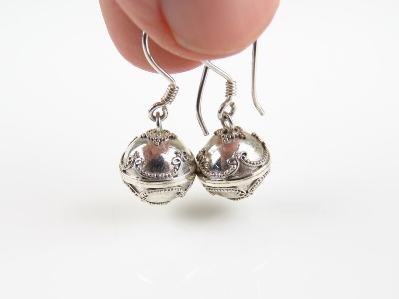 Sterling Silver, Chime Ball, Dangle Earrings CBE-164