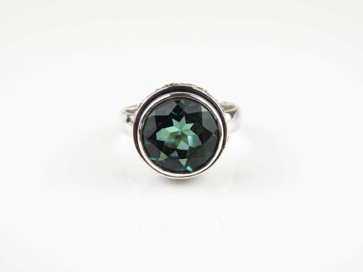 Sterling Silver, Green Quartz, Gemstone Ring RI-1124