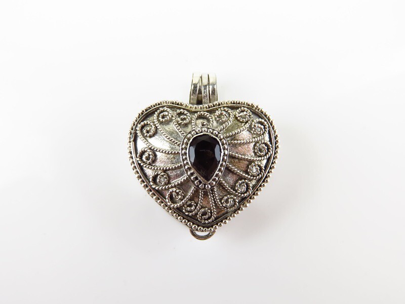 Sterling Silver, Smokey Quartz, Heart Shape, Locket Pendant LP-331