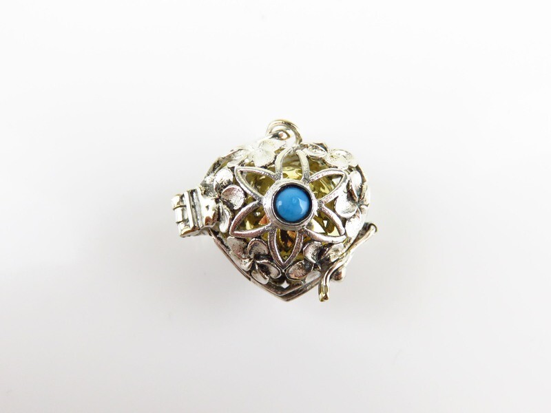 Sterling Silver, Turquoise Gemstone, Harmony Ball Pendant HB-515