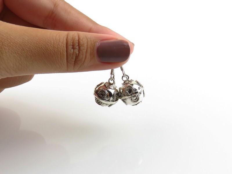 Sterling Silver, Chime Ball, Dangle Earrings CBE-166