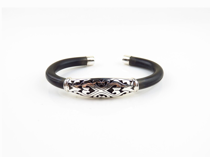 Sterling Silver, Cord, Cuff Bangle SBB-666