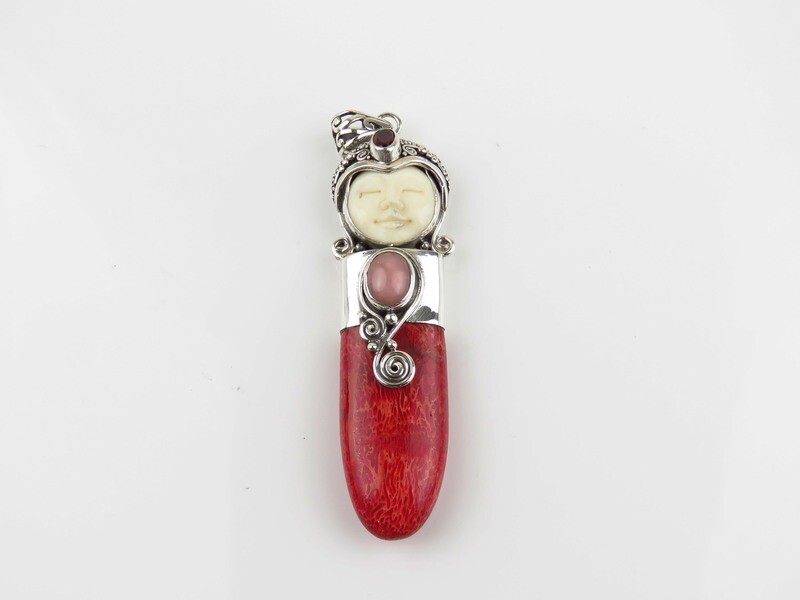Sterling Silver, Mixed Gemstone, Goddess Pendant GJ-165