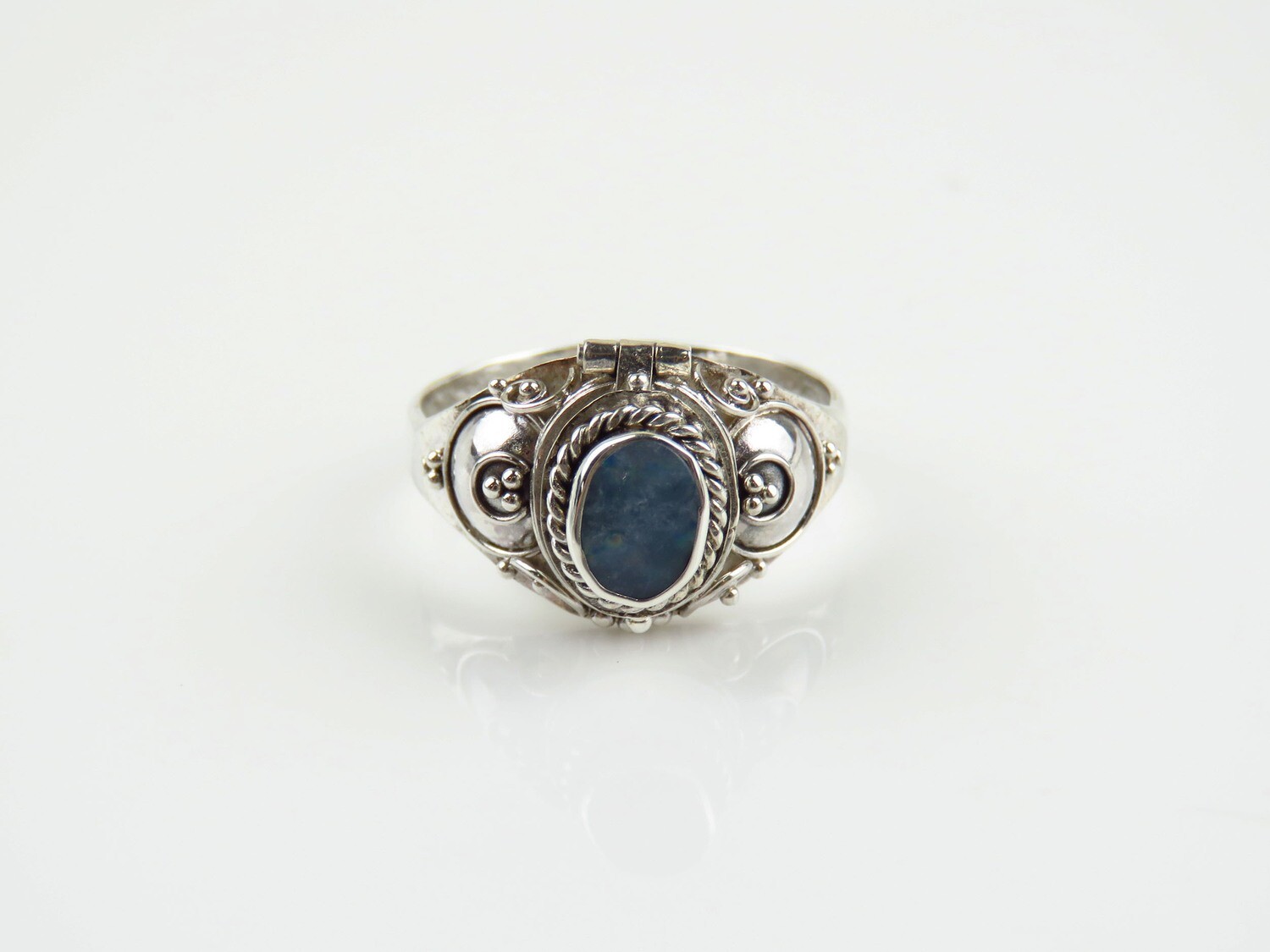 Sterling Silver, Opal, Locket Ring LR-148