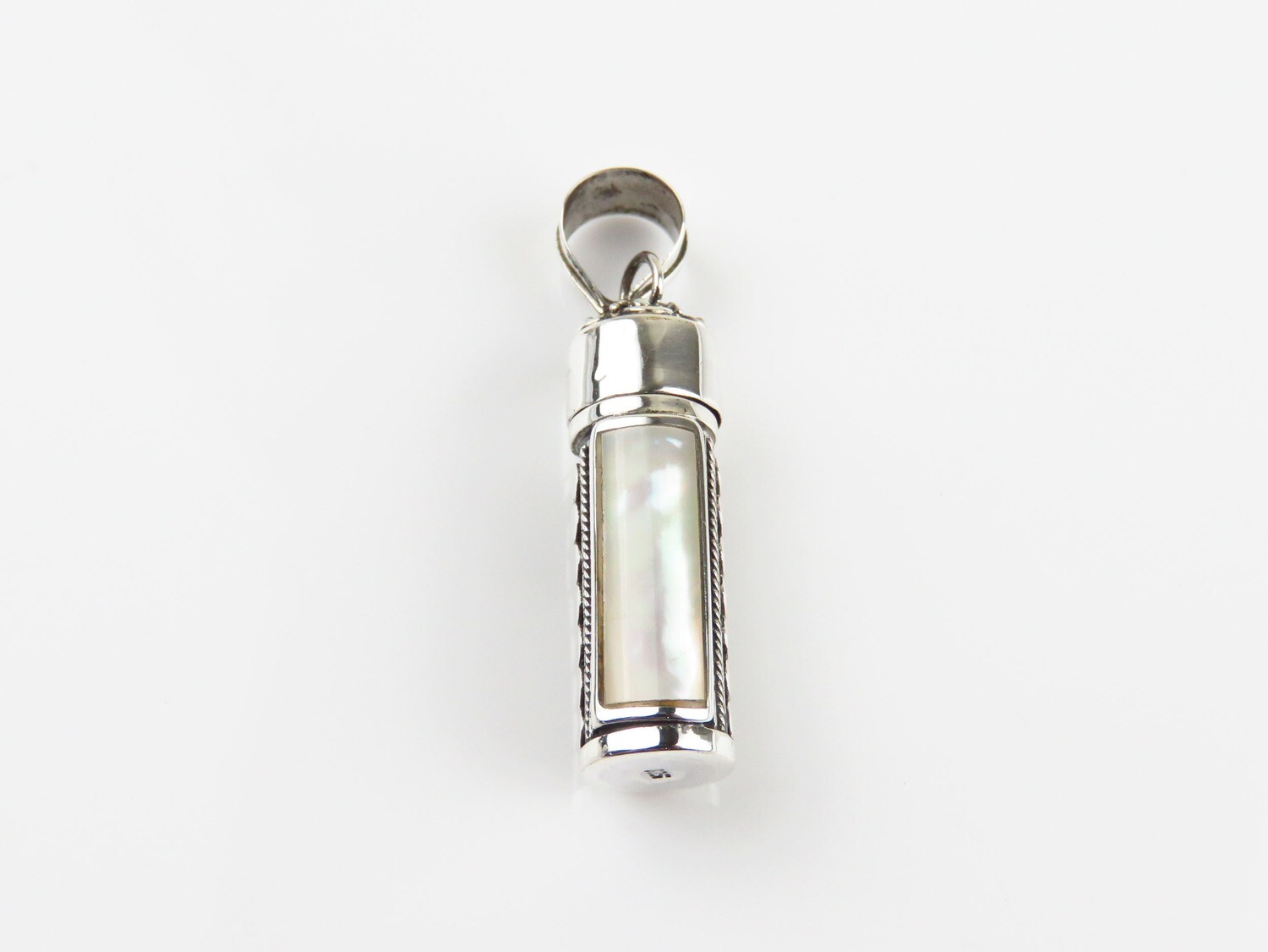 Sterling Silver, White Shell, Perfume Bottle Pendant PP-617