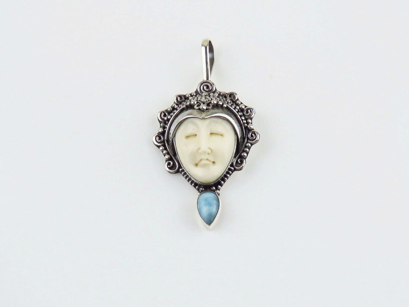 Sterling Silver, Larimar, Goddess Pendant GJ-171