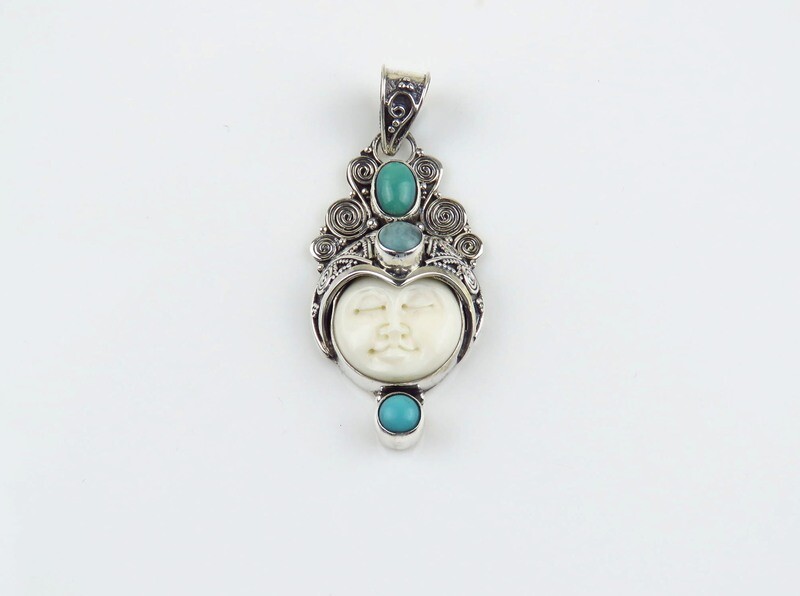 Sterling Silver, Turquoise, Goddess Pendant GJ-170