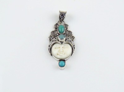 Sterling Silver, Turquoise, Goddess Pendant GJ-170