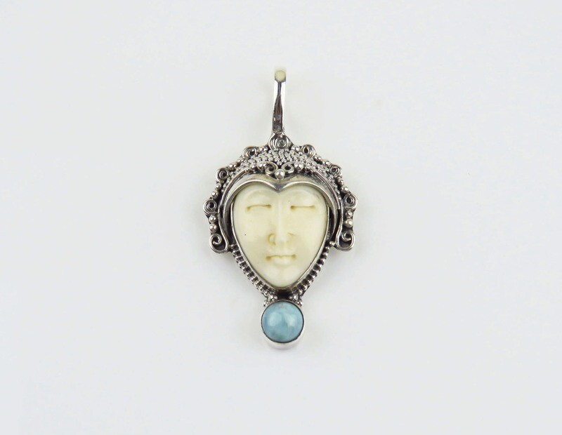 Sterling Silver, Larimar Gemstone, Goddess Pendant GJ-172