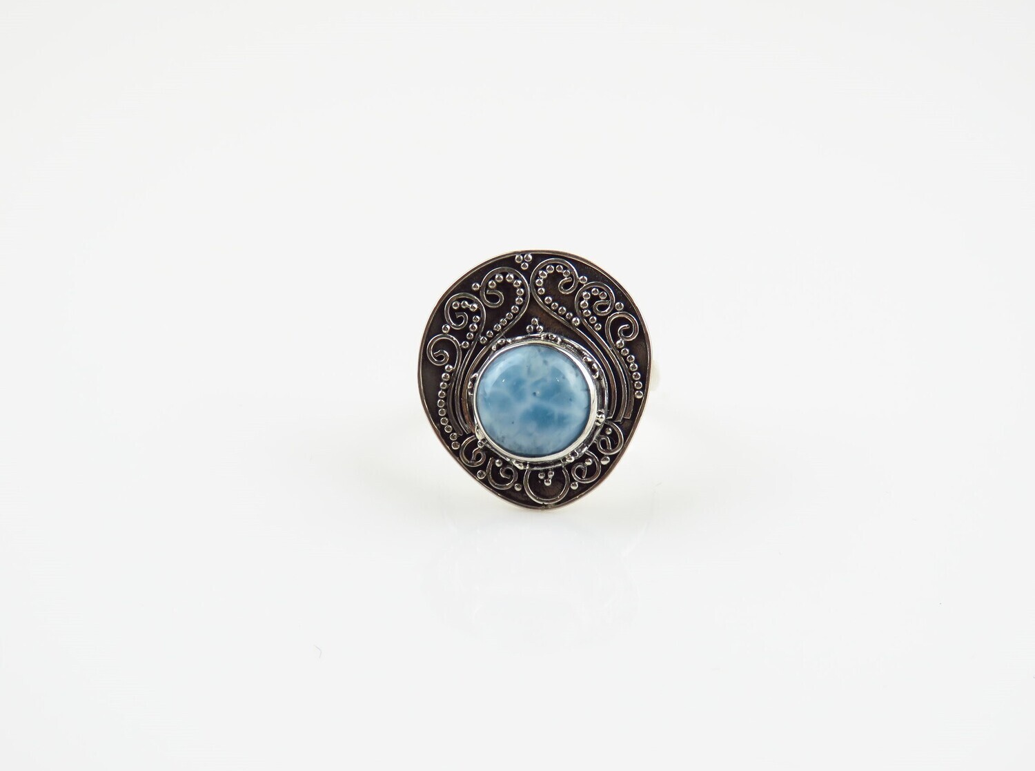 Sterling Silver, Larimar, Gemstone Ring RI-1141