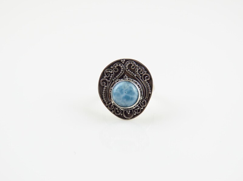 Sterling Silver, Larimar, Gemstone Ring RI-1141