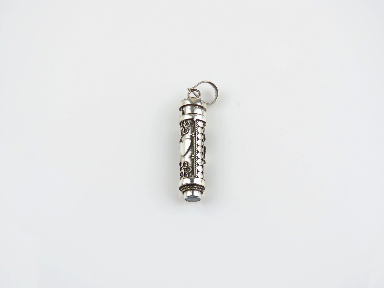 Sterling Silver, Blue Topaz, Cremation Pendant,  Perfume Bottle Pendant PP-622