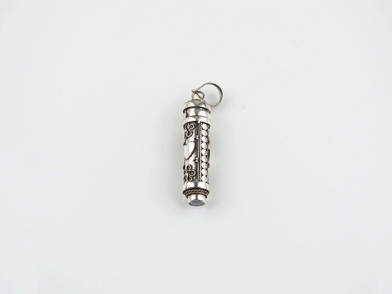 Sterling Silver, Blue Topaz, Cremation Pendant,  Perfume Bottle Pendant PP-622