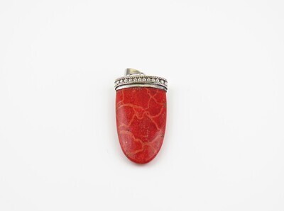 Sterling Silver, Red Coral, Gemstone Pendant SHP-173