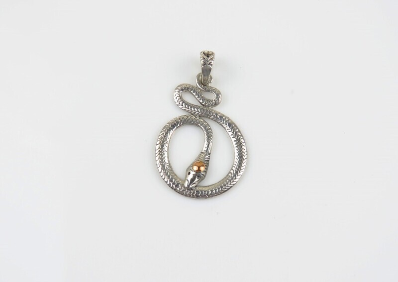Sterling Silver, 18k Gold, Snake Design Pendant SSP-227