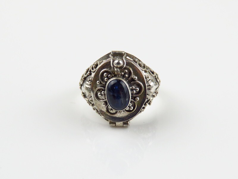 Sterling Silver, Kyanite Gemstone, Locket Ring LR-150