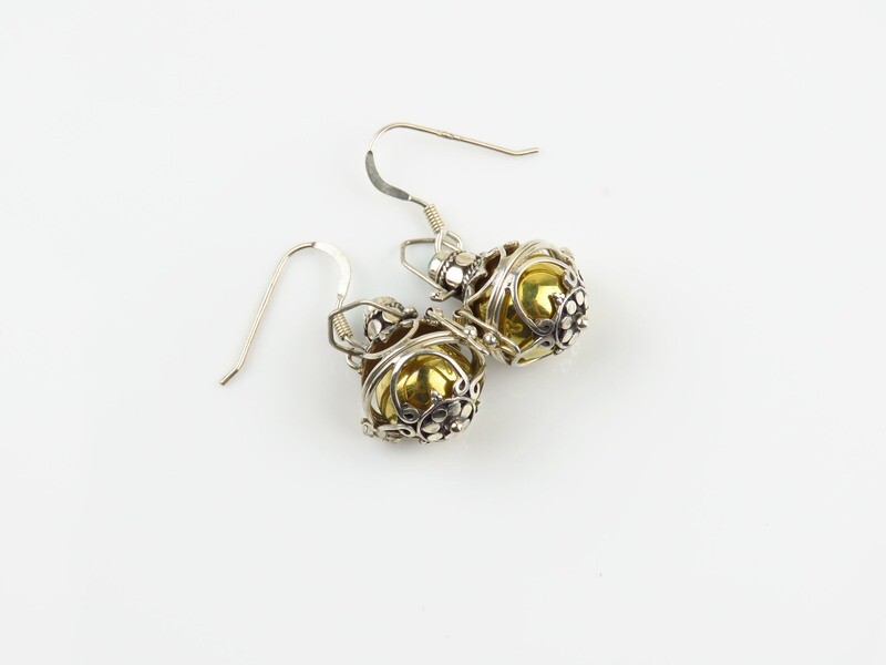 Sterling Silver, Turquoise, Harmony Ball, Dangle Earrings CBE-168