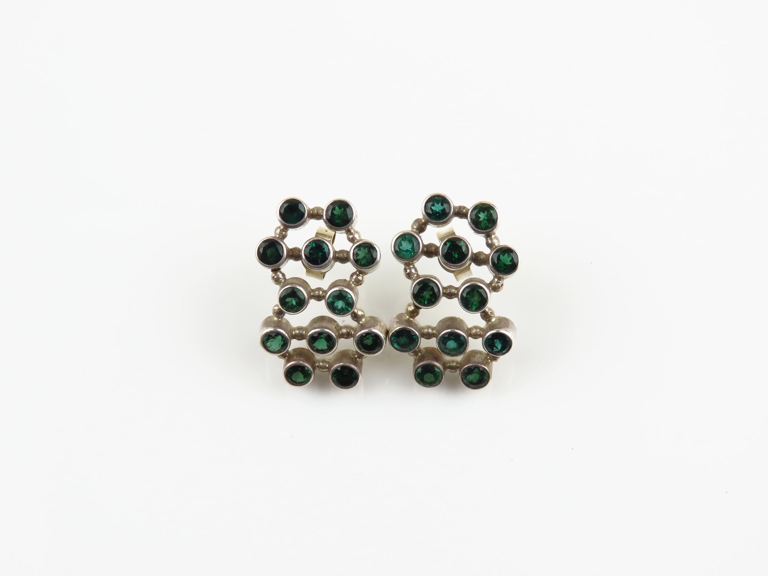 Sterling Silver, Green Quartz Gemstones, Stud earrings ER-1156