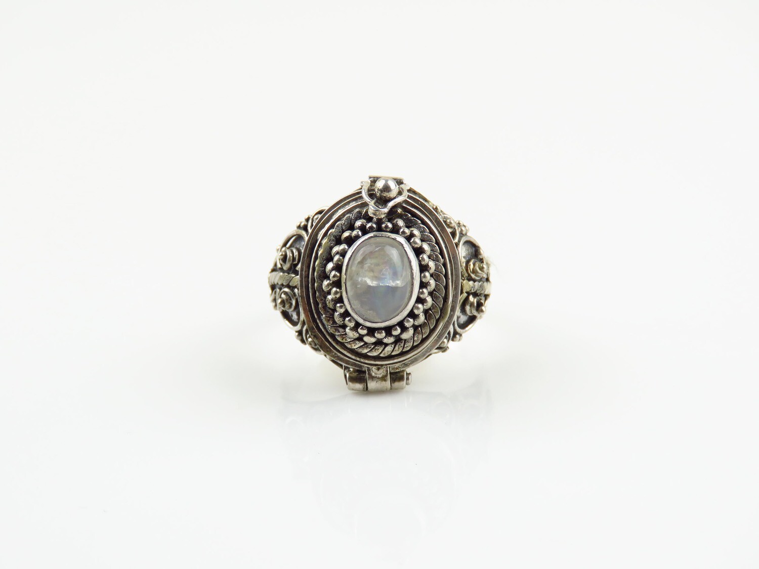 Sterling Silver, Brown Moonstone, Locket Ring LR-152