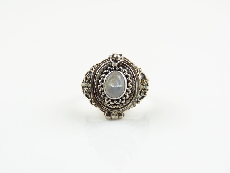 Sterling Silver, Brown Moonstone, Locket Ring LR-152