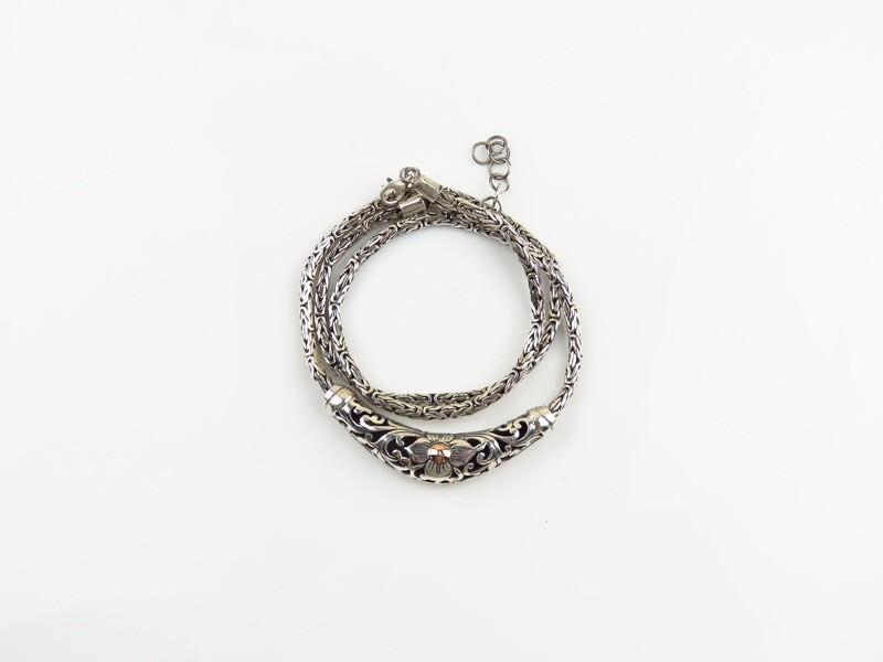 Sterling Silver, 18k Gold Highlight, Borobudur Necklace NS-154