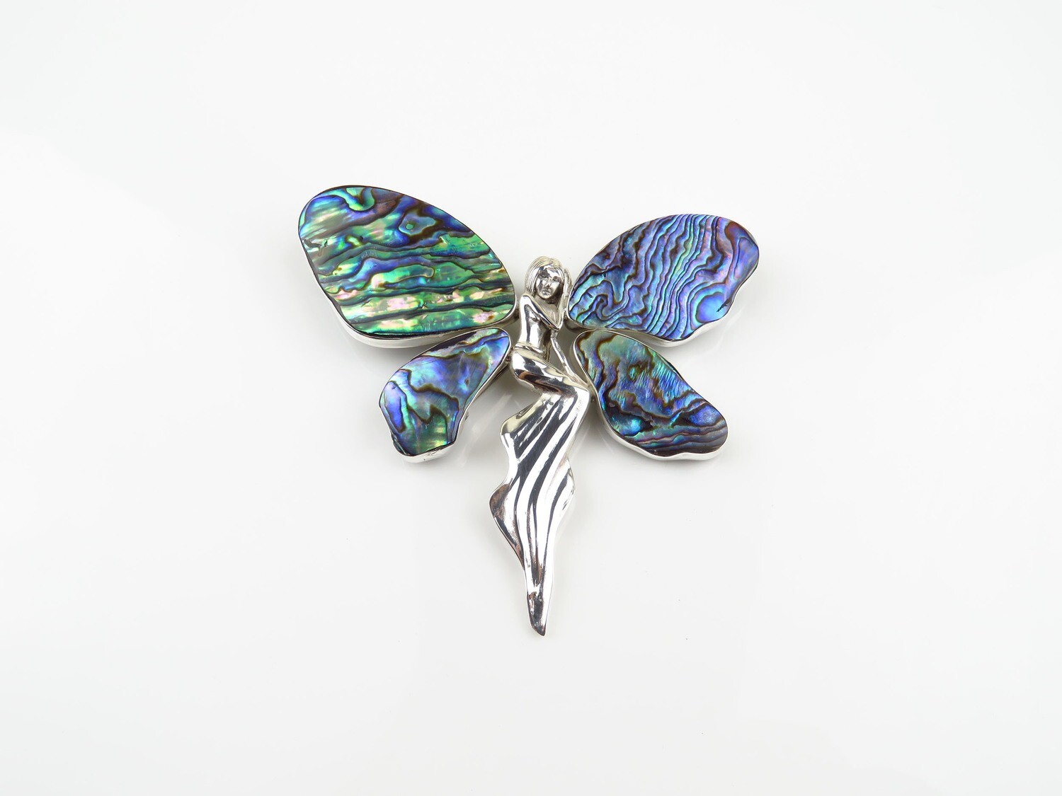 Sterling Silver, Abalone Shell, Fairy Design Brooch BC-112