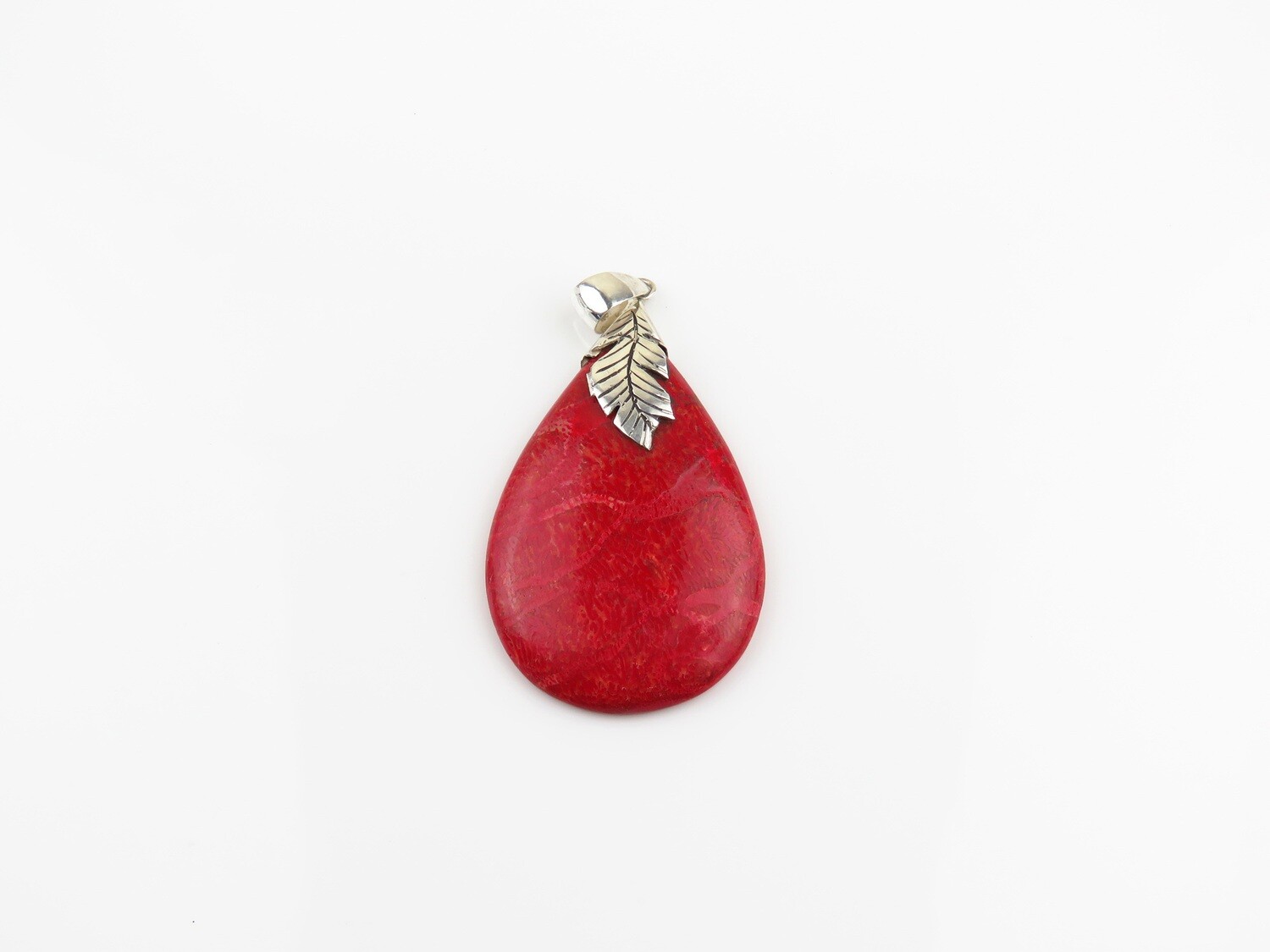 Sterling Silver, Red Coral, Gemstone Pendant SP-1247