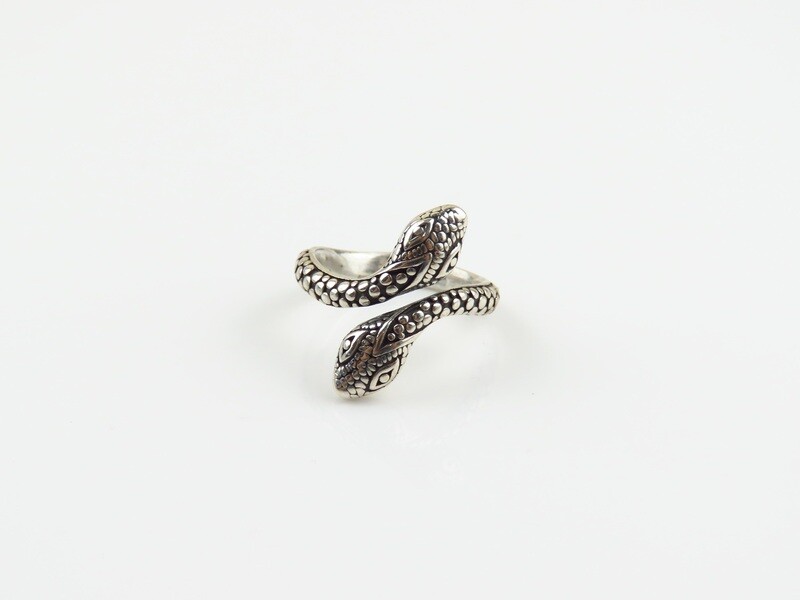 Sterling Silver , Double Snake Head Ring SR-398