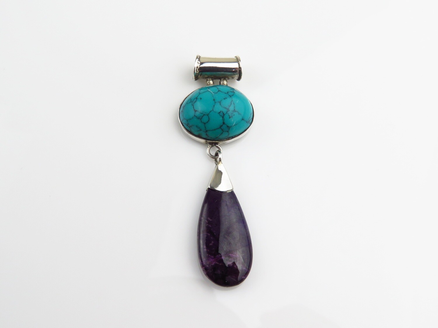 Sterling Silver, Turquoise, Sugilite, Gemstone Pendant SP-1249