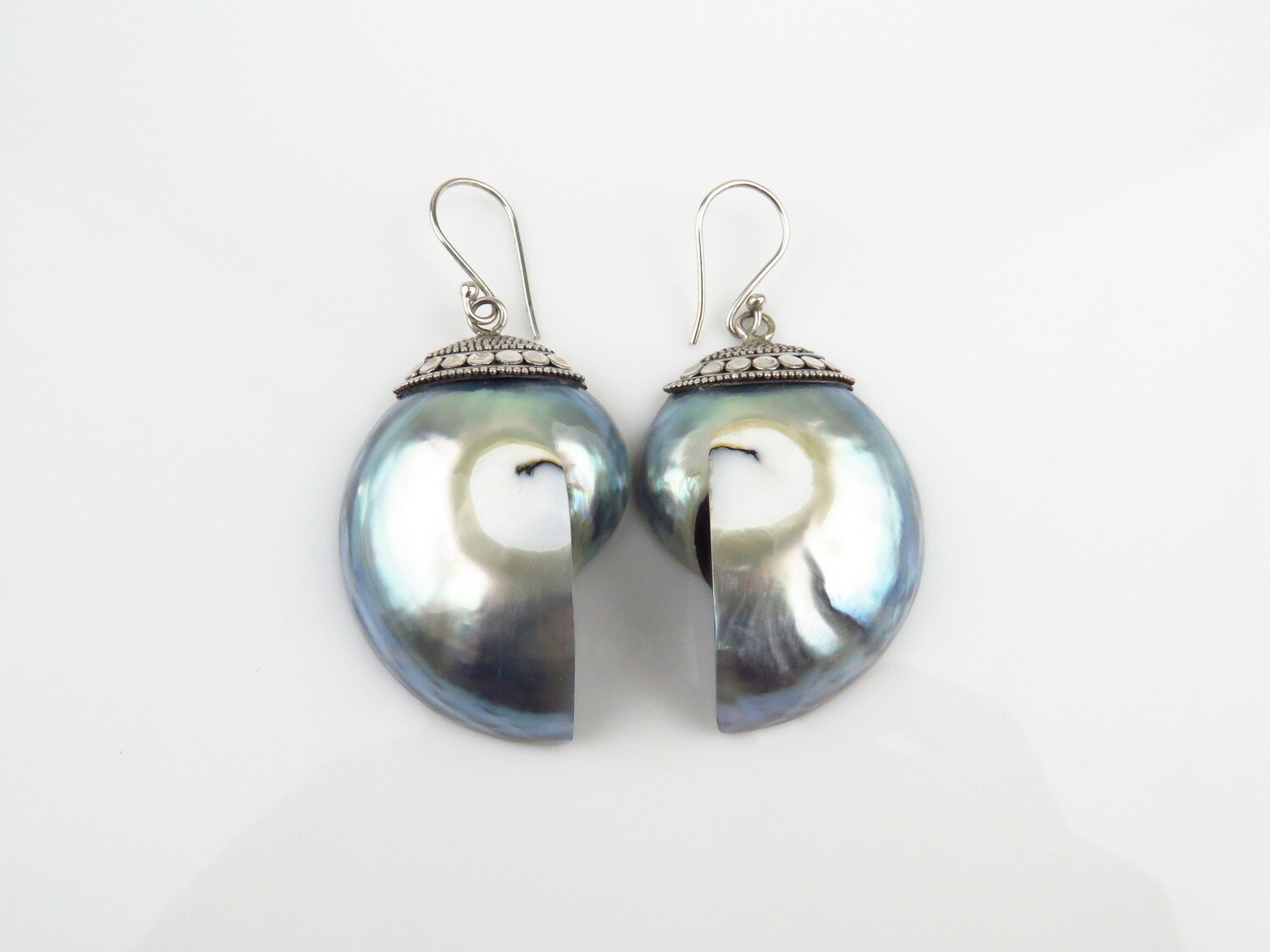 Sterling Silver, Nautilus Shell, Dangle Earrings SSE-132