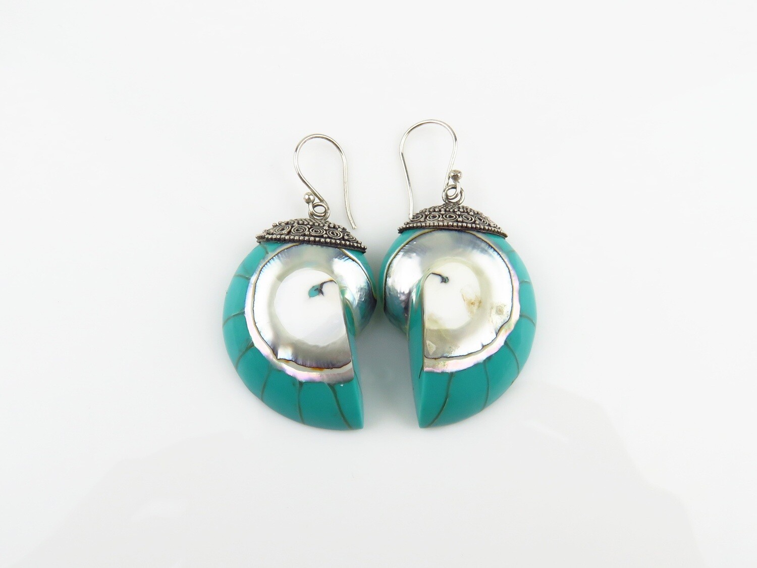 Sterling Silver, Nautilus Shell, Dangle Earrings SSE-133