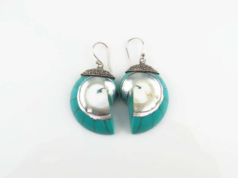 Sterling Silver, Nautilus Shell, Dangle Earrings SSE-133