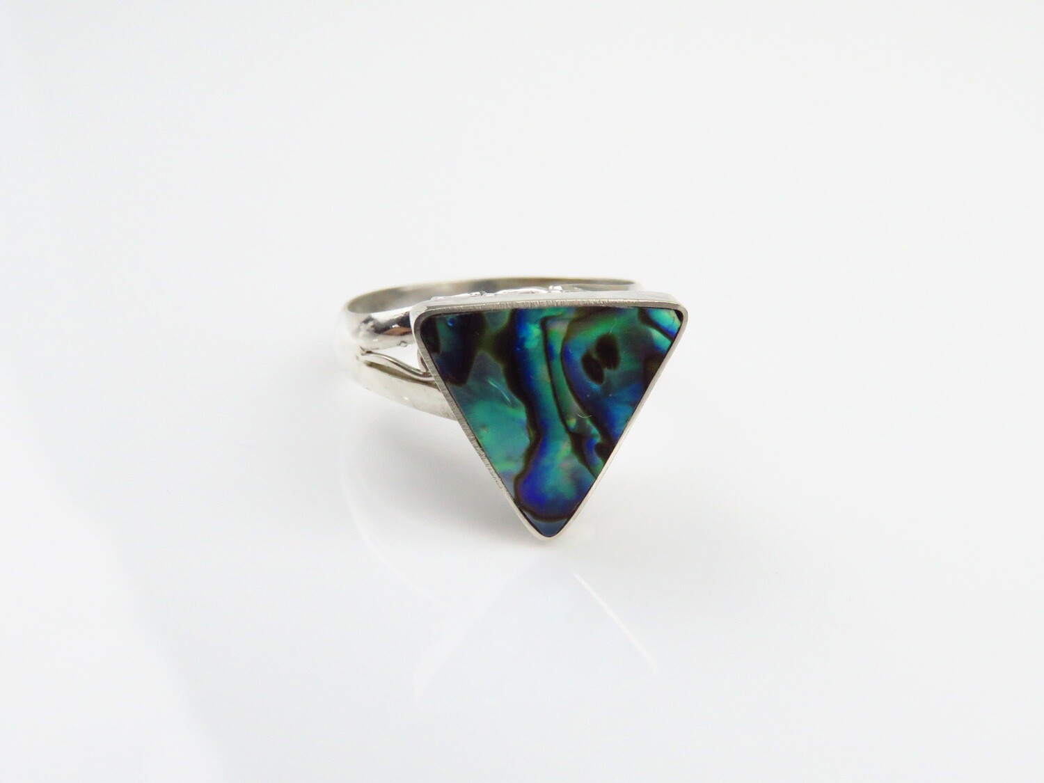 Sterling Silver, Triangle Shape, Abalone Shell Ring SSR-113